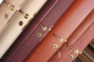 wood doorWooden interior door with handle